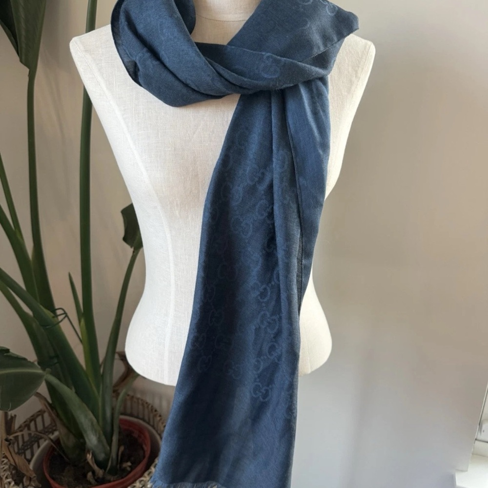 Gucci GG monogram Scarf Dark Denim Blue
